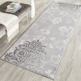 Silver and Ivory Contemporary Chic Damask Soft Area Rug