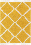 Celina Yellow Moroccan Shag Diamond Trellis Pattern Area Rug