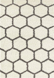 Cozy Geometric Shag Cream Gray Area Rug