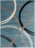 Contemporary Circles Pattern Light Blue Gray Soft Area Rugs