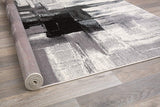 Abstract Black Gray Ivory Area Rug