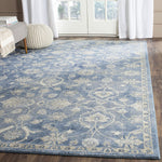 Vintage Blue and Beige Distressed Area Rug