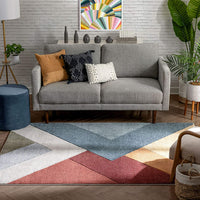 Multi Modern Triangle Boxes Beveled Pattern Area Rug