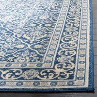 Oriental Damask Trellis Area Rug, Navy/light grey