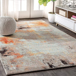 Contemporary Modern Abstract Vintage Cream/Orange Area Rug