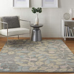 Tranquil Contemporary Botanical Grey/Beige Soft Area Rug