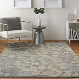 Tranquil Contemporary Botanical Grey/Beige Soft Area Rug