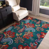 Home Whinstone Paisley Floral Soft Area Rug, Dark Teal Multi