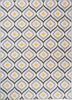 Moroccan Design Gray Yellow Non-Skid Low Pile Area Rug