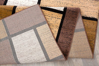 Contemporary Box Pattern Modern Brown Tan White Area Rug