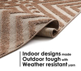 Geometric Beige Taupe High Traffic Stain Resistant Indoor Outdoor Area Rug