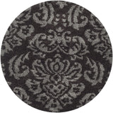 Damask Plush 1.2-inch Thick Area Rug, Dark Brown / Smoke