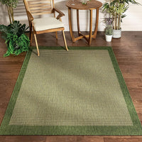 Medusa Odin Solid & Striped Border Indoor/Outdoor Green Flatweave Area Rug