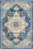 Boho Chic Medallion Distressed Soft Area Rug, Blue / Light Blue