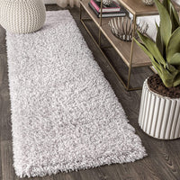 Aydin Plush Shag Mingled Gray/Ivory Soft Area Rug