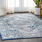 Modern Persian Vintage Medallion Area Rugs Navy/Light Grey