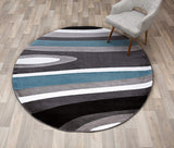 Gray/Grey Blue Abstract Area Rug