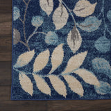 Tranquil Contemporary Botanical Navy Soft Area Rug