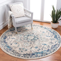 Boho Chic Medallion Distressed Soft Area Rug, Ivory / Grey