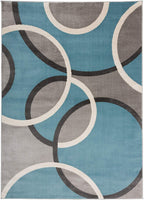 Contemporary Abstract Circles Soft Light Blue Gray Area Rug