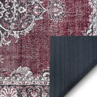 Mareva Machine Washable Burgundy Red Vintage Oriental Medallion Area Rug