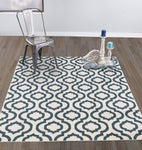 Trellis Design Ivory/Teal  Area Rugs