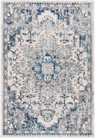 Boho Chic Medallion Distressed Soft Area Rug, Ivory / Grey