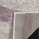 Modern Wave Distressed Soft Area Rug. Cream / Purple