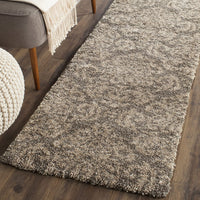 Damask Plush 1.2-inch Thick  Shag Area Rug, Smoke / Beige