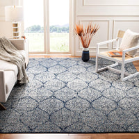 Geometric Trellis Distressed Navy/Silver Soft Area Rug