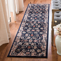 Oriental Area Rug Navy / Light Grey