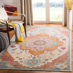 Medallion Distressed Soft Area Rug, Light Blue / Fuchsia