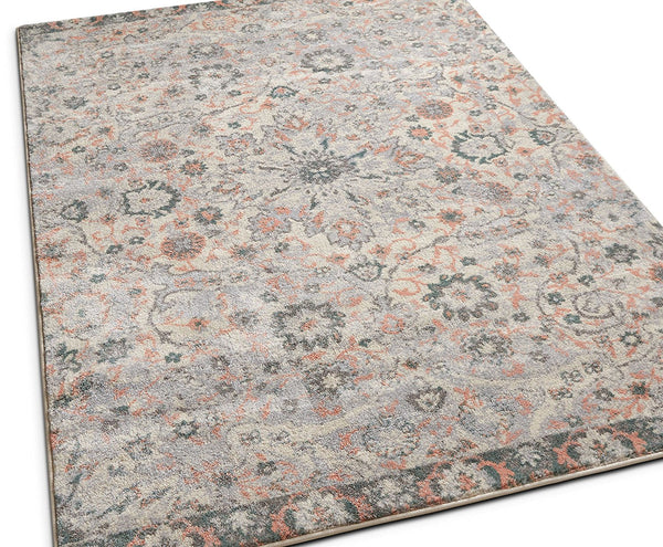 Sakalar Grey Floral Medallion Washable Rug – Loopsie