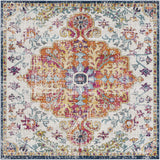 Traditional Medallion Orange/Navy Soft Area Rug