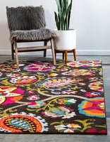 Estrella Collection Colorful Abstract Brown Area Rug