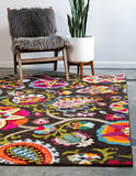 Estrella Collection Colorful Abstract Brown Area Rug