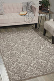 Damask Contemporary Ivory Grey Area Rug