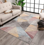 Laroy Soft Pastel Multi Color Triangle Boxes Squares Geometric Area Rug