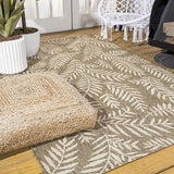 Nevis Palm Frond Indoor/Outdoor Navy/Ivory soft Area Rug