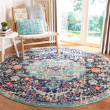 Safavieh Madison Collection MAD447Z Boho Chic Medallion Distressed Non-Shedding Stain Resistant Living Room Bedroom Area Rug, 3' x 3' Square, Black / Teal