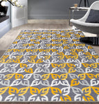 Geometric Yellow Gray Area Rug Non-Slip Non Skid