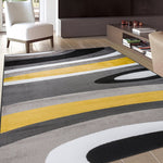 Gray/Grey Yellow Abstract Area Rug