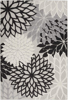 Aloha Indoor/Outdoor Floral Black White Area Rug