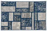 Box Pattern Navy Blue Area Rug
