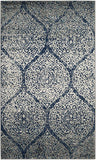 Geometric Trellis Distressed Navy/Silver Soft Area Rug