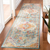 Boho Chic Oriental Medallion Distressed Area Rug, Orange Teal
