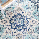 Boho Chic Medallion Distressed Soft Area Rug, Teal / Navy