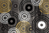 Contemporary Circles Gray/Grey Yellow White Black Area Rug