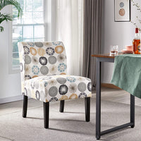 Modern Accent Chair Slipper Chair Casual Upholstered Single Sofa Fabric Cloth Armless Chair for Living Room Bedroom Vanity Desk Beige