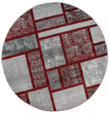 Box Pattern Burgundy Red Area Rug